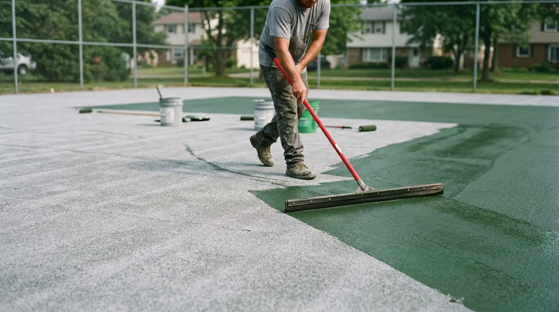 A resurfacer levels texture and seals, then color coats are applied — Peoria, IL