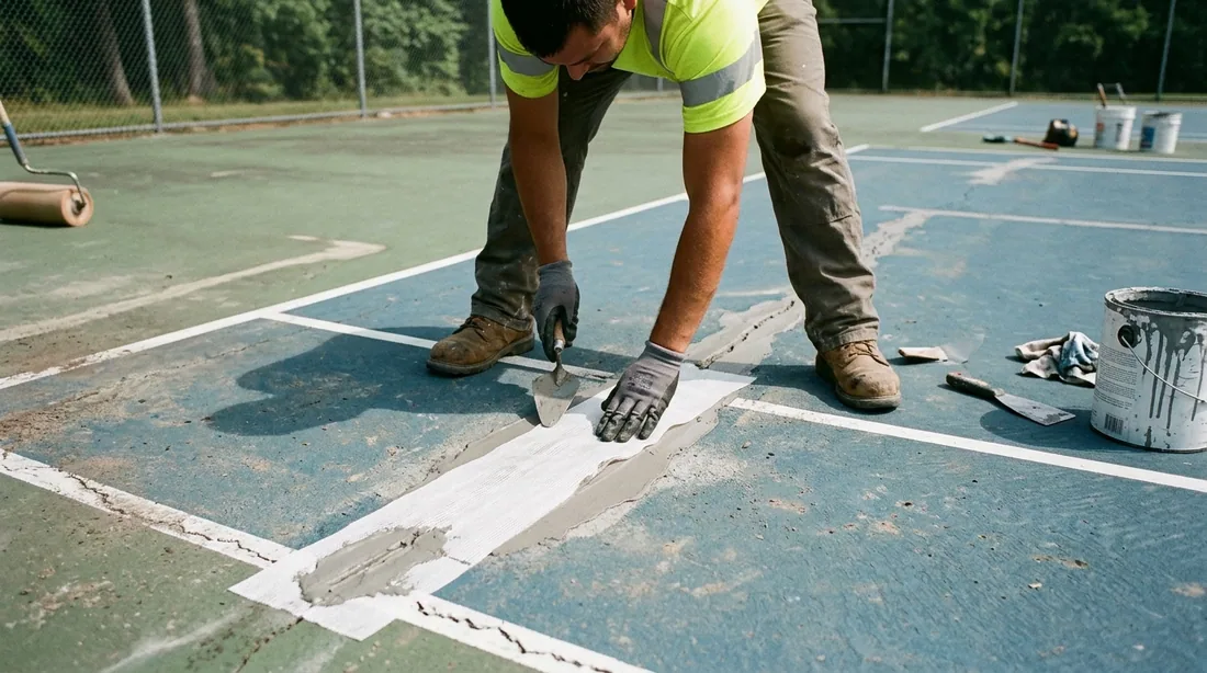 Cracks routed, cleaned and filled with an appropriate patching system — Peoria, IL