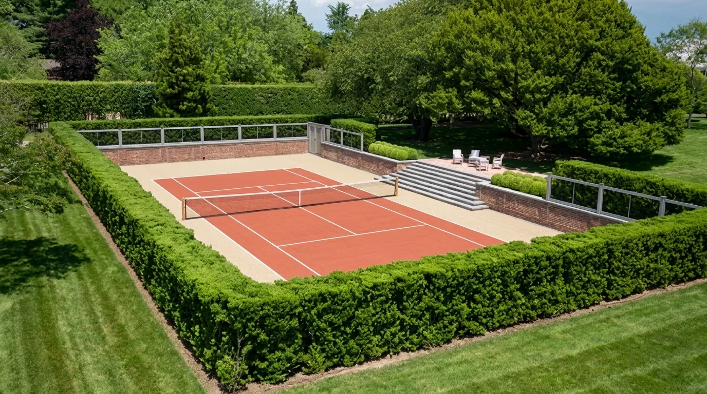The finished result of professional tennis court resurfacing: the completed work looking clean, — Peoria, IL