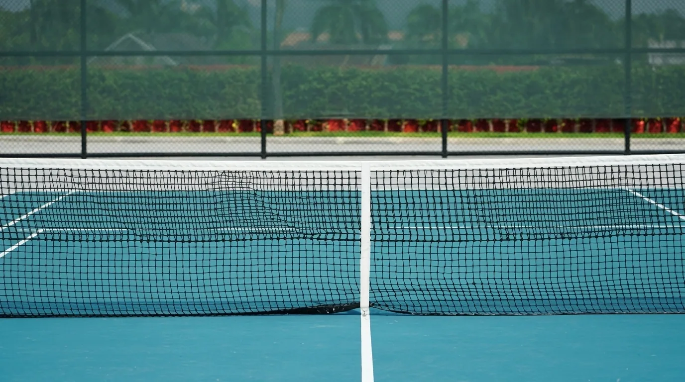 The finished result of professional tennis court resurfacing: the completed work looking clean, — Peoria, IL