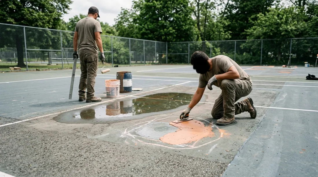 Standing water is both a playing and a durability problem — Peoria, IL
