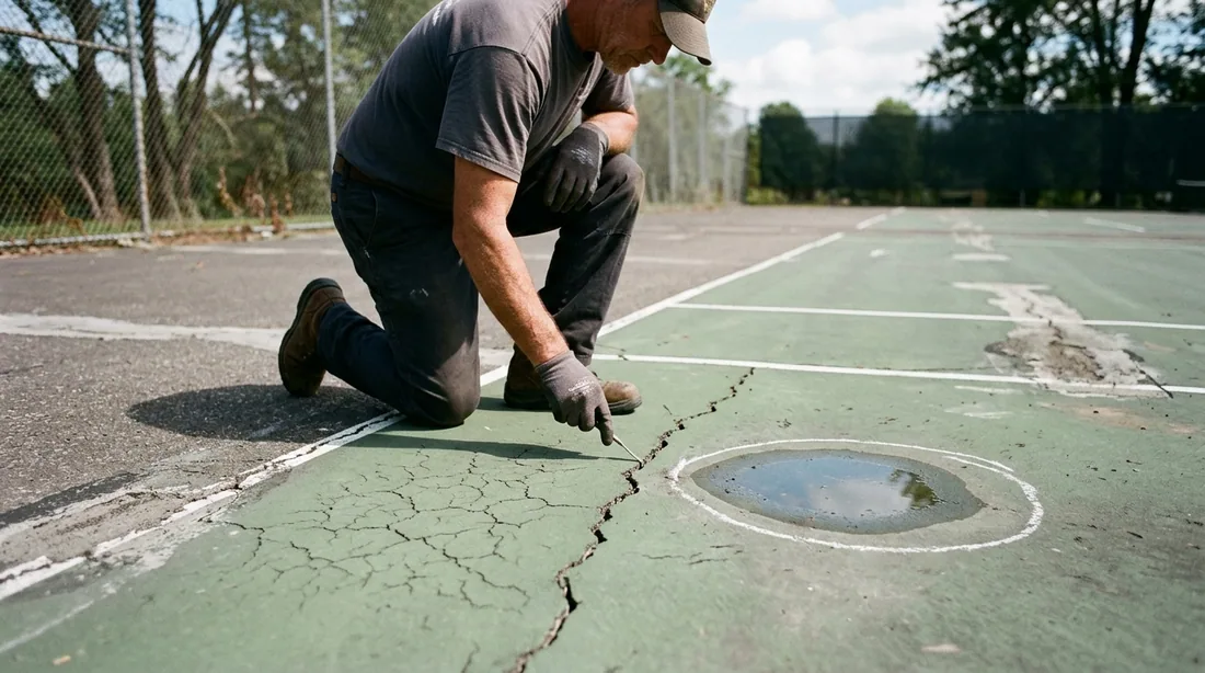 Distinguishing surface crazing from structural cracking that moves, and identifying birdbaths where — Peoria, IL